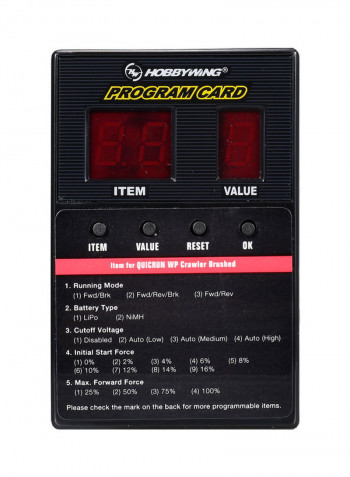 Electric Speed Controller With Programming Card For 1/8 1/10 RC Crawler Car 13.3x5.5x9cm