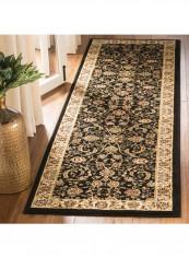 Lyndhurst Collection Traditional Area Rug Black/Ivory 68.58 x 182.88centimeter