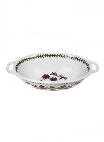 Oval Handeled Bowl White/Green/Pink 15inch