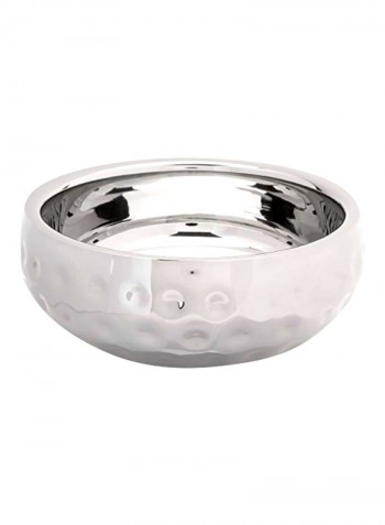 Stainless Steel Doublewall Serving Bowl White/Silver 11inch