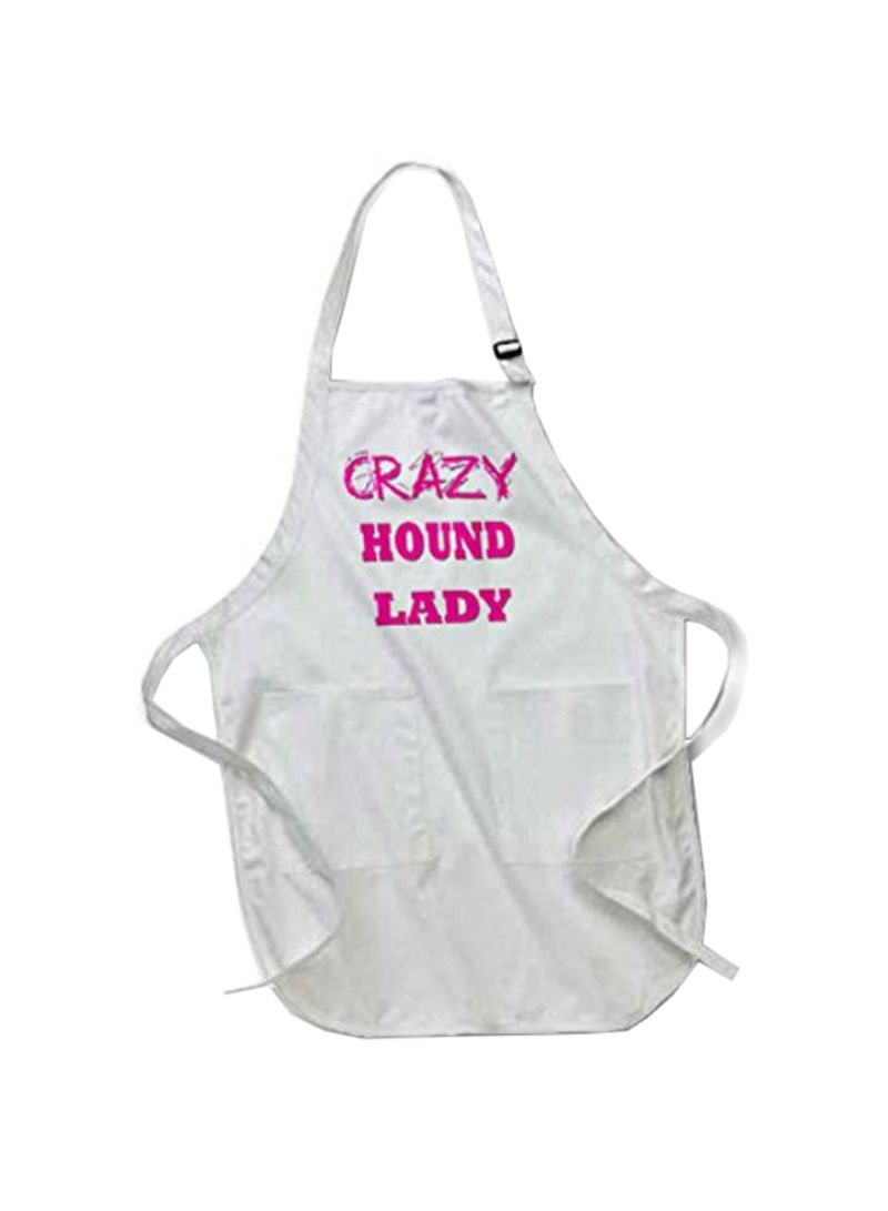Crazy Hound Lady Printed Apron With Pockets White 22 x 30inch