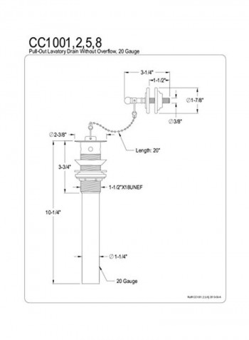 Lavatory Drain With Stopper Gold/Black 10x2.3x2.3inch