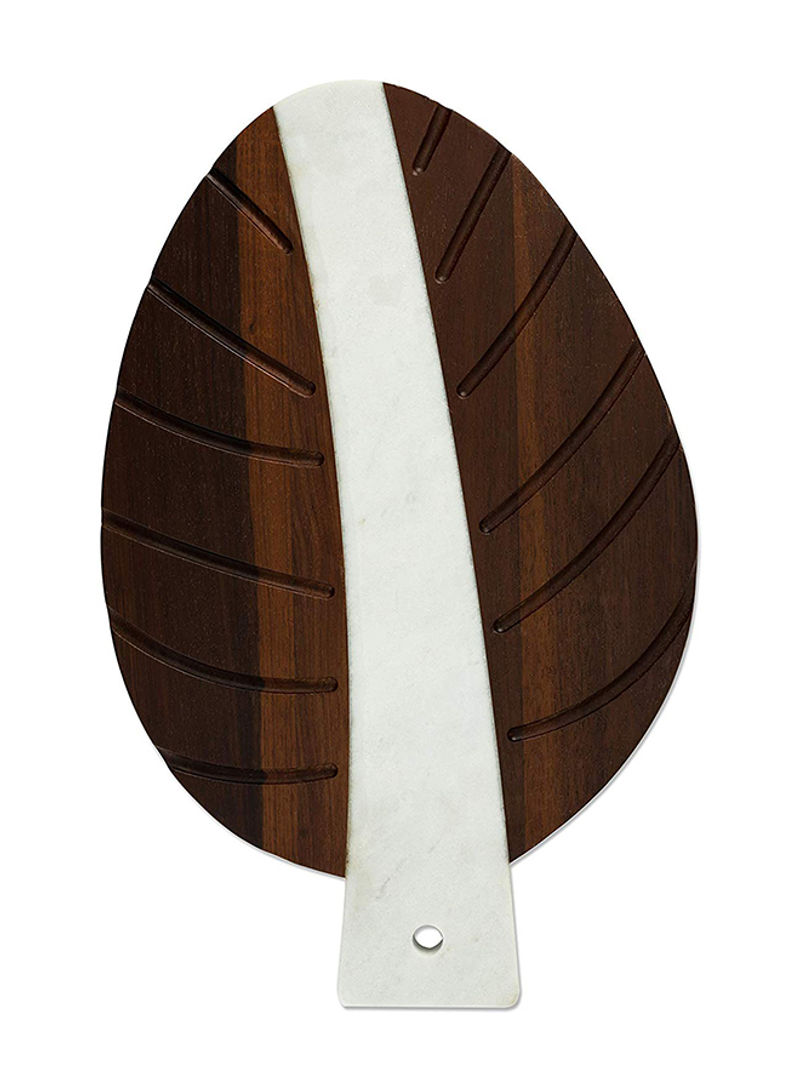 Leaf Design Tray Brown/White 15 x 3.83inch