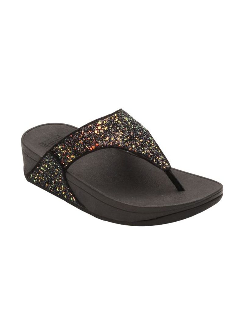 Lulu Glitter Toe-Thong Casual Sandals Black