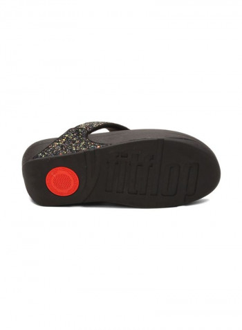 Lulu Glitter Toe-Thong Casual Sandals Black