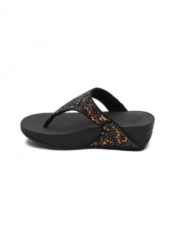 Lulu Glitter Toe-Thong Casual Sandals Black