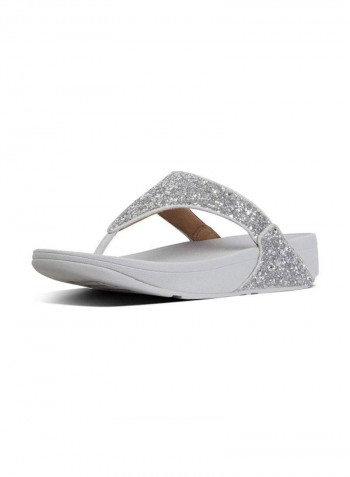 Lulu Glitter Toe-Thong Casual Sandals Silver/Grey