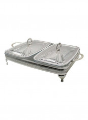 Double Casserole With Warmer Silver 48.5x31.5x15cm
