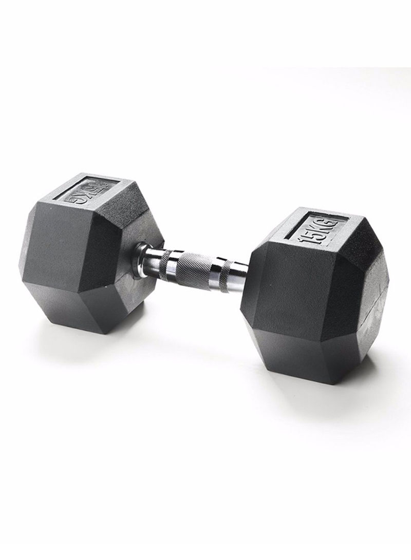 Hex Rubber Dumbbell With Chrome Handle 15kg