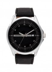 Men's Casual Black Analog Leather Round Watch - AG3804-01