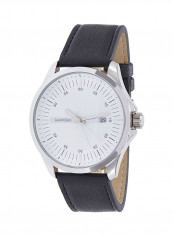 Men's Casual Silver Analog Leather Round Watch - AG3804-02