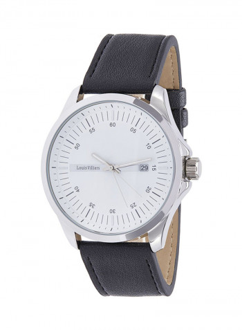 Men's Casual Silver Analog Leather Round Watch - AG3804-02
