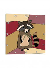 Funny Raccoon Printed Wall Clock Multicolour 15 x 15inch