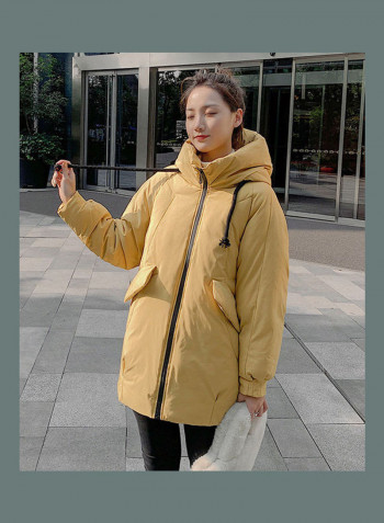 Solid Zipper Jacket Yellow