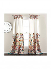 2-Piece Bohemian Printed Window Panel Curtain Turquoise/Tangerine 84x52inch