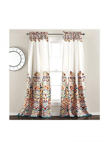 2-Piece Bohemian Printed Window Panel Curtain Turquoise/Tangerine 84x52inch