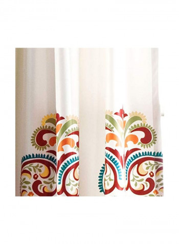 2-Piece Bohemian Printed Window Panel Curtain Turquoise/Tangerine 84x52inch