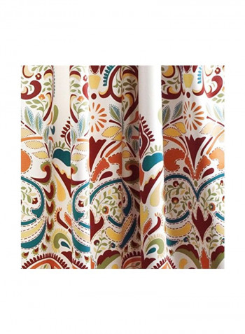 2-Piece Bohemian Printed Window Panel Curtain Turquoise/Tangerine 84x52inch
