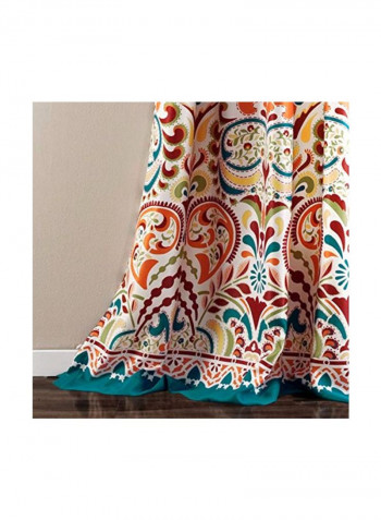 2-Piece Bohemian Printed Window Panel Curtain Turquoise/Tangerine 84x52inch