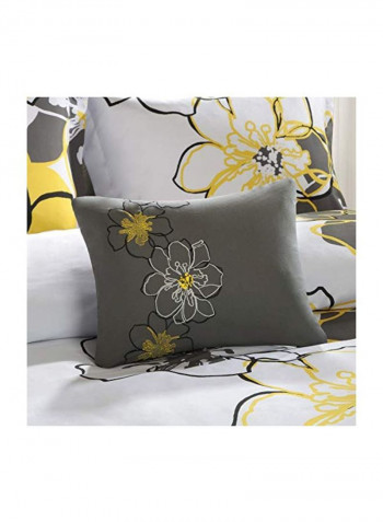 4-Piece Duvet Cover Set Polyester Yellow/Grey/White Queen