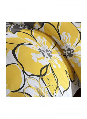4-Piece Duvet Cover Set Polyester Yellow/Grey/White Queen