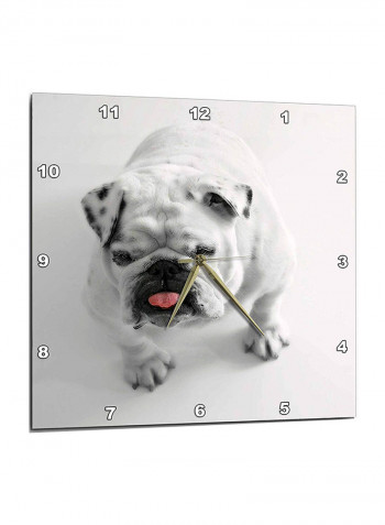 Cute Bulldog Printed Wall Clock White 15 x 15inch