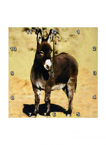 Miniature Donkey Printed Wall Clock Multicolour 13 x 13inch