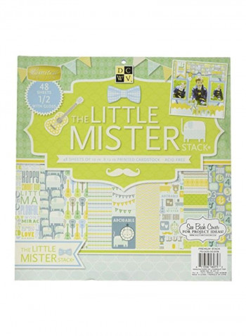 48-Piece Little Mister Cardstock Green/Grey/Yellow