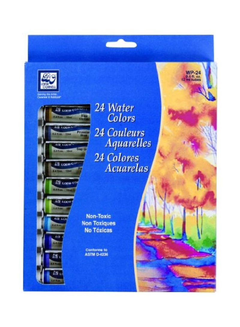 24-Piece Watercolor Set Green/Yellow/Blue