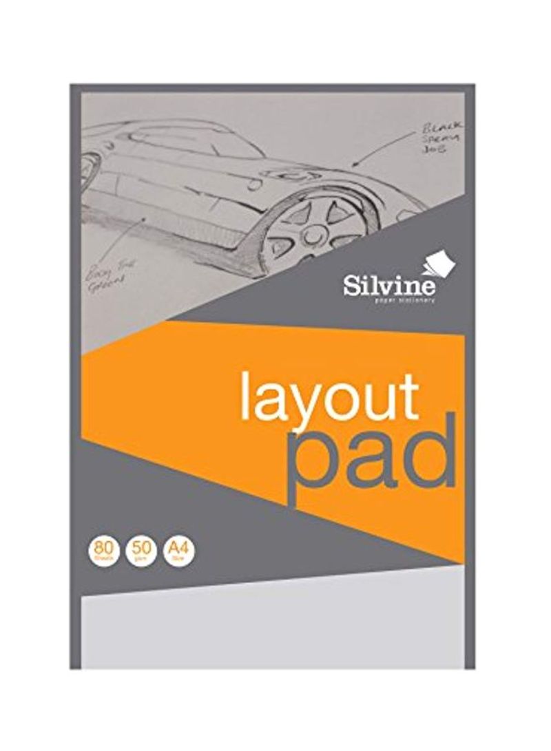 80-Sheets Silvine A4 Layout Canvas Pad,8.27x11.69 Inch Grey/Orange