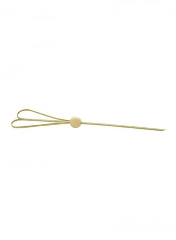 100-Piece Looped Heart Design Bamboo Skewer With Bead Ball Beige 5.9inch
