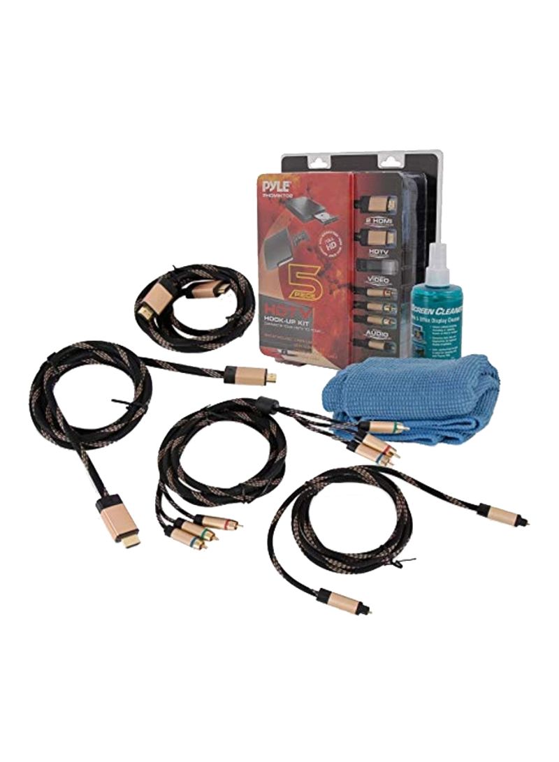 7-Piece HDTV Audio/Video Cable Connection Kit Black/Gold