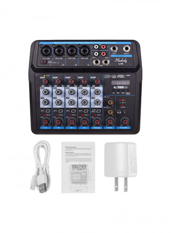 6-Channel BT USB Mixing Console With Built-In Sound Card VM1023 White/Black