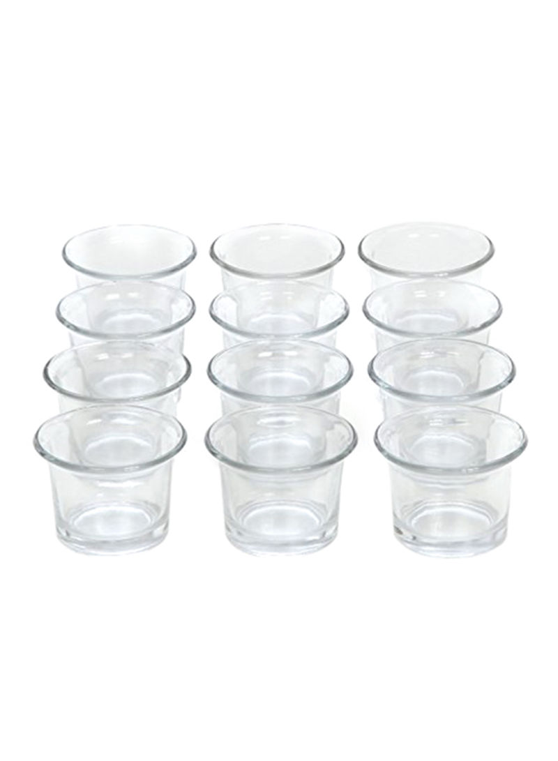 Set Of 12 Clear Glass Oyster Tea Light Holders O4 Clear 2.30X10.90X8.30inch