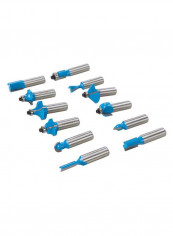 12-Piece TCT Router Bit Set Blue/Silver 12millimeter