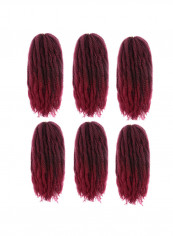 Pack Of 6 Long Braid Synthetic Hair Extension Burgundy 18inch
