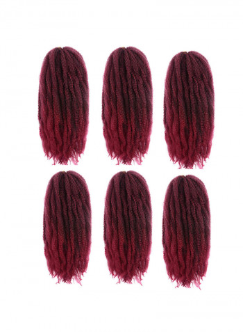 Pack Of 6 Long Braid Synthetic Hair Extension Burgundy 18inch