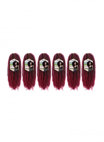 Pack Of 6 Long Braid Synthetic Hair Extension Burgundy 18inch