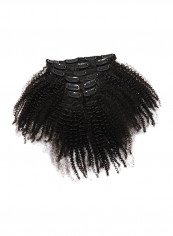 7-Piece Afro Kinky Curly Clip In Human Hair Extensions Black