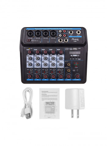 6-Channel BT USB Mixing Console With Built-In Sound Card VM1024 White/Black