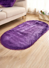 Oval Shape Soft Fluffy Living Room Rug Purple 80x180centimeter
