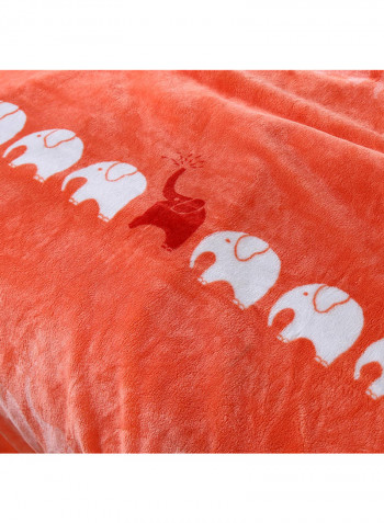 Soft Elephant Pattern Bed Blanket Cotton Orange 200x230centimeter
