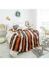 Stripe Pattern Sherpa Blanket Cotton Multicolour 150x200centimeter