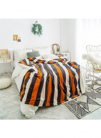 Stripe Pattern Sherpa Blanket Cotton Multicolour 150x200centimeter