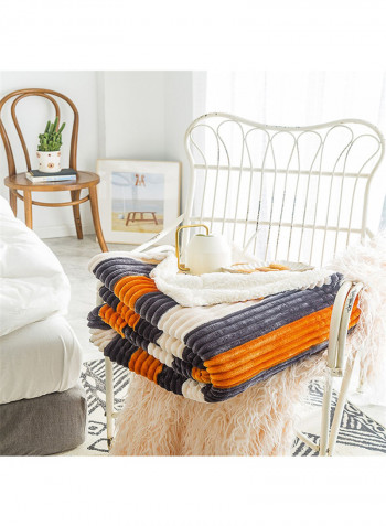 Stripe Pattern Sherpa Blanket Cotton Multicolour 150x200centimeter