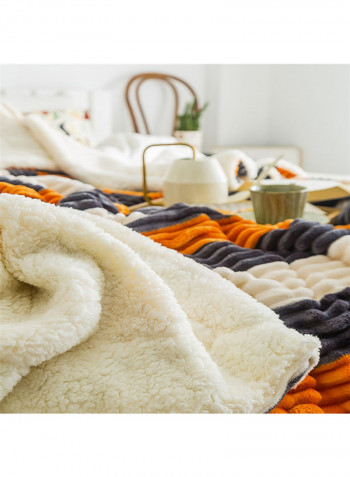 Stripe Pattern Sherpa Blanket Cotton Multicolour 150x200centimeter