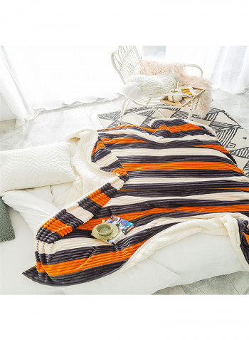 Stripe Pattern Sherpa Blanket Cotton Multicolour 150x200centimeter