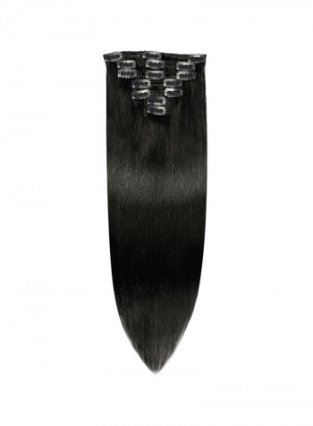 7-Piece Medium Straight Clip-in Human Hair Extension #1 Jet Black 18inch