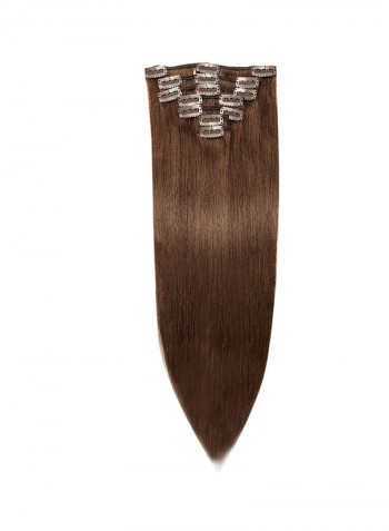 7-Piece Medium Straight Clip-in Human Hair Extension #4 Medium Brown 18inch
