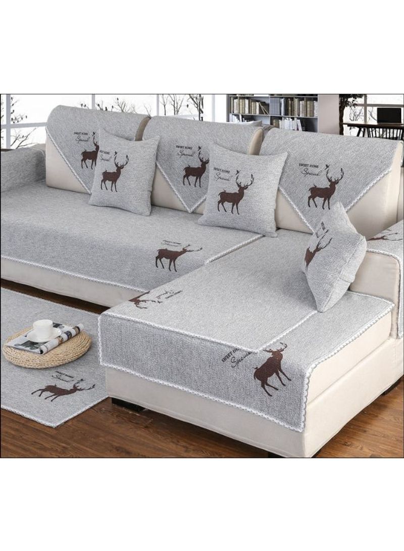 Elk Printed Sofa Slipcover Grey